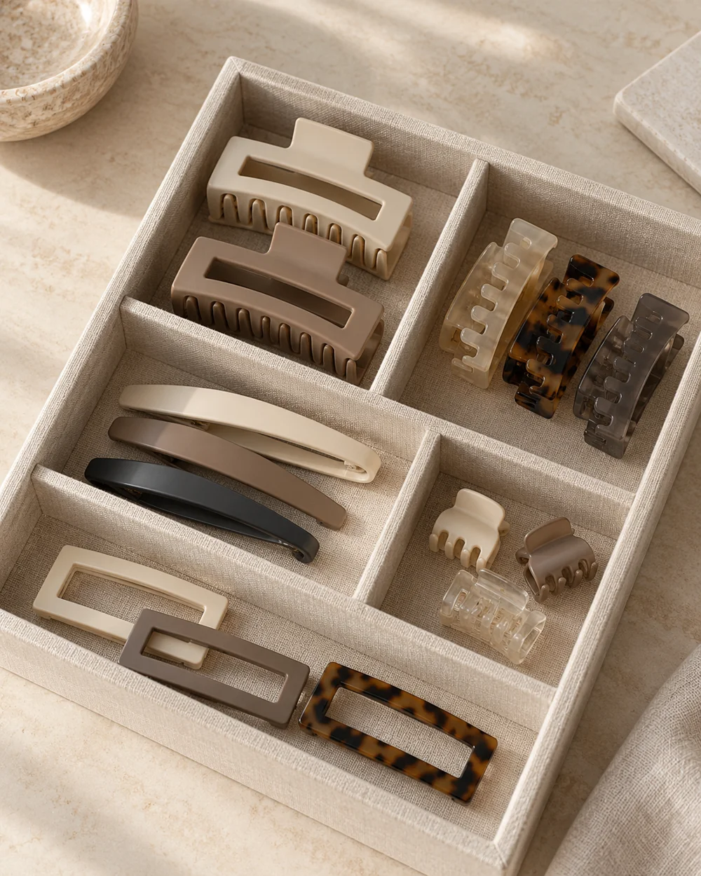 Arrange Hair Accessories by Size Instead of Color — AI-generated editorial concept