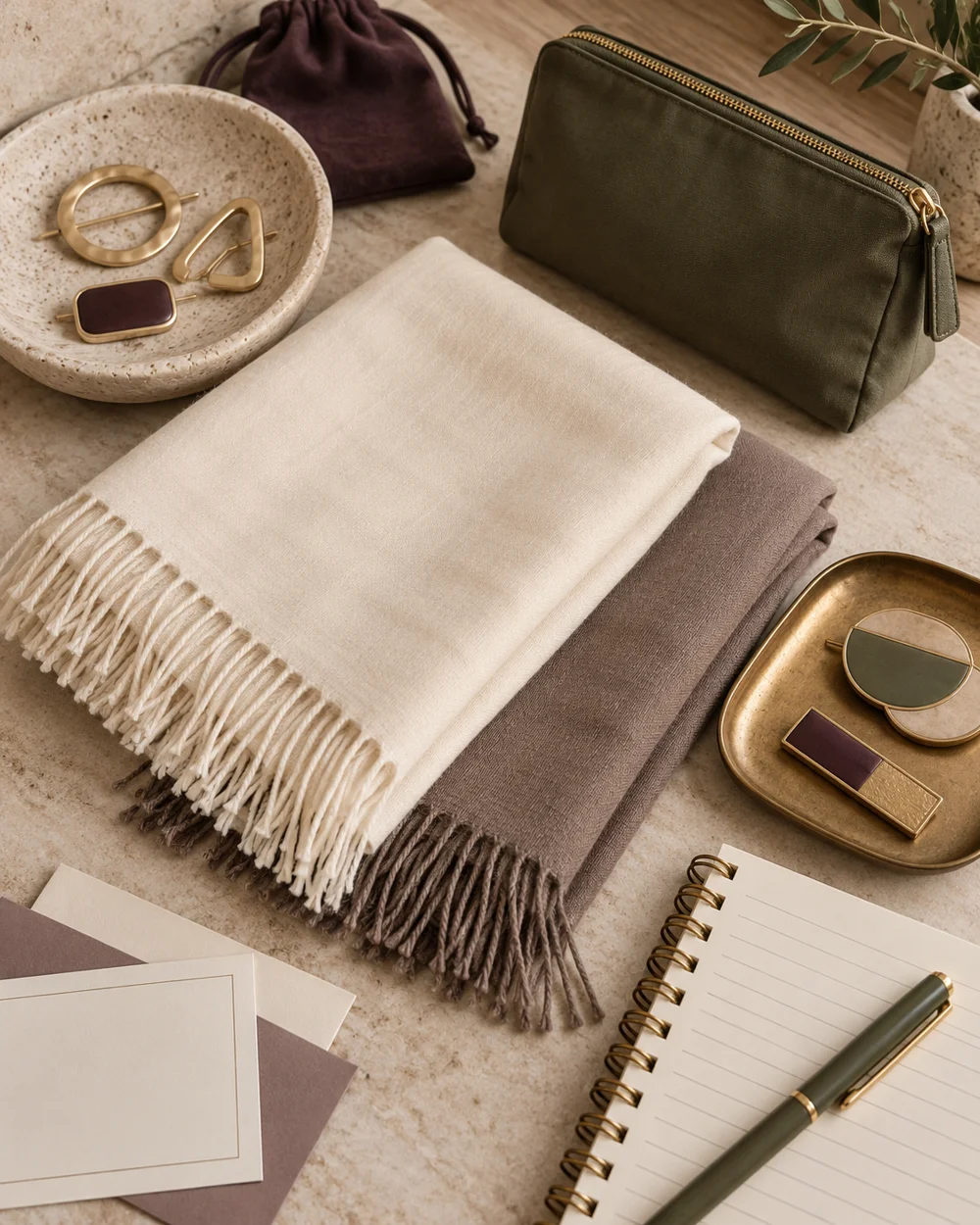 Build an Ivory and Taupe Scarf Palette — AI-generated editorial concept