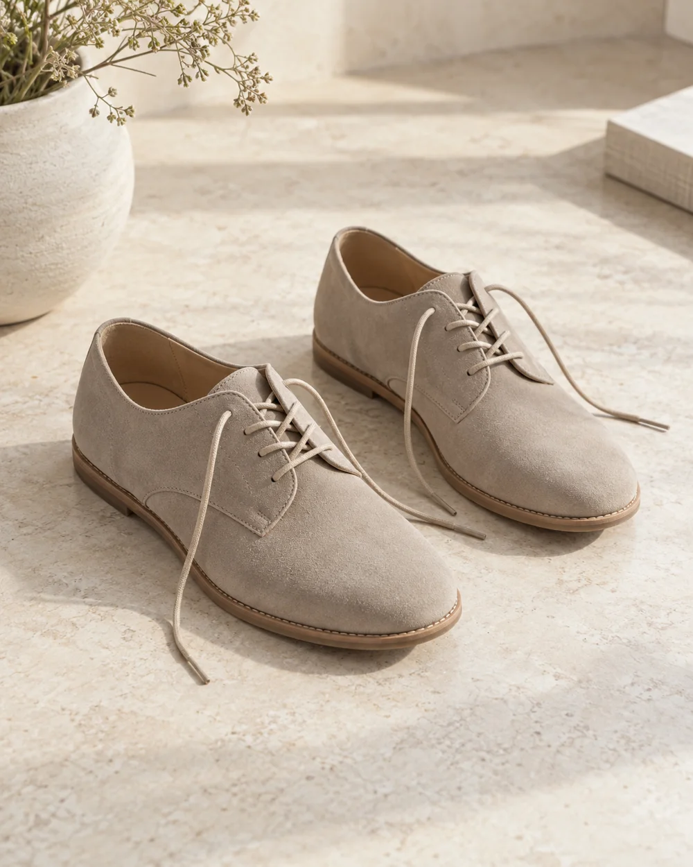 Check a Shoe Tongue and Laces Before a Fitting — AI-generated editorial concept