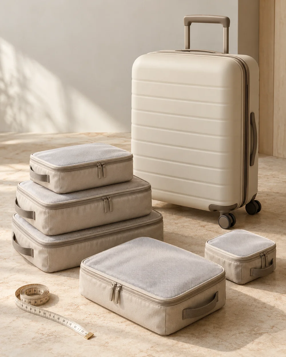 Check Luggage Dimensions Before Choosing Packing Cubes — AI-generated editorial concept