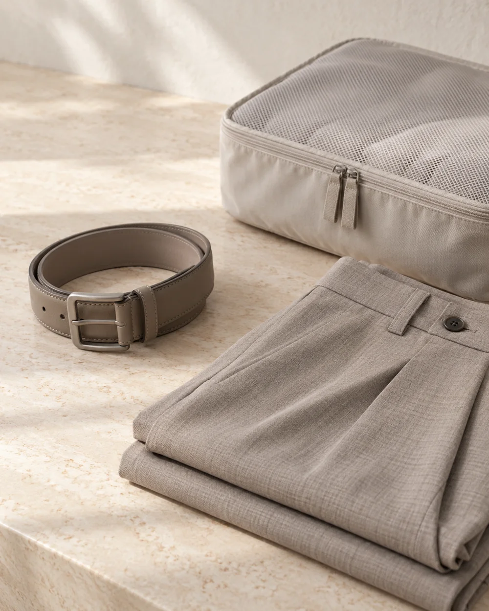 Choose a Plain Belt for a Small Packing List — AI-generated editorial concept
