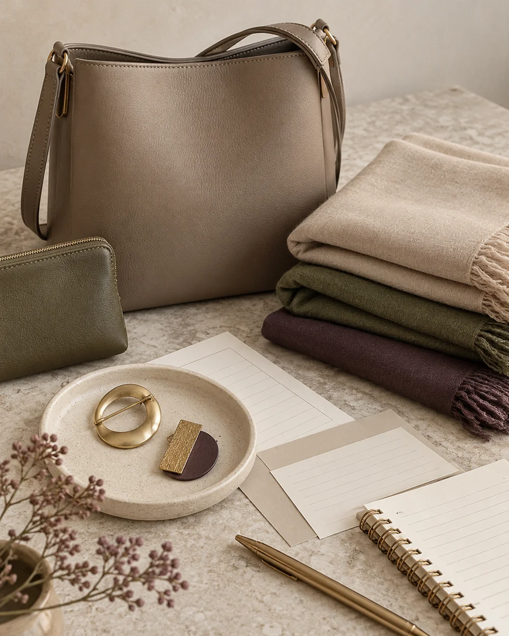 Choose a Scarf Palette From One Existing Bag — AI-generated editorial concept