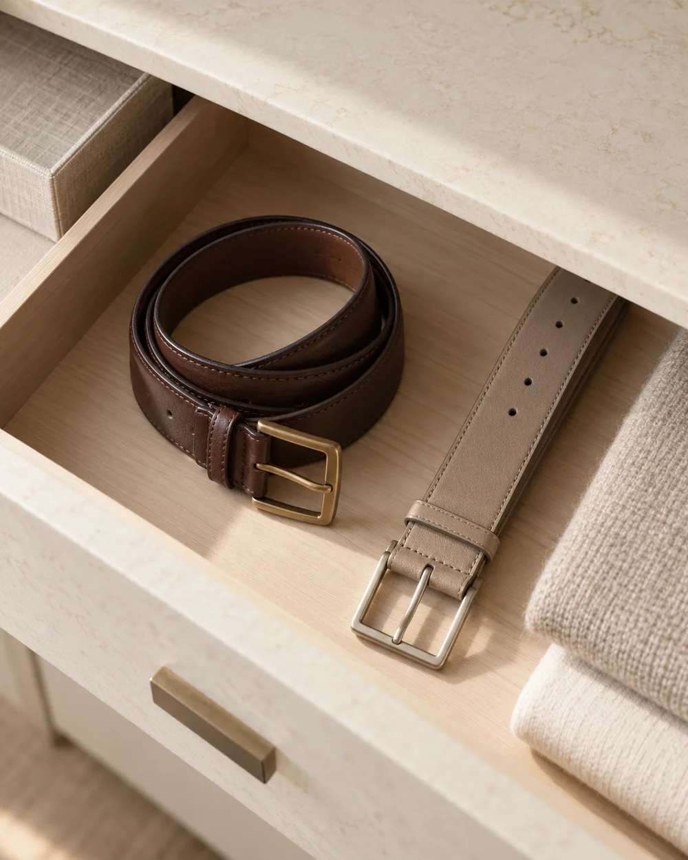 Compare a Rolled Belt With a Flat Storage Layout — AI-generated editorial concept