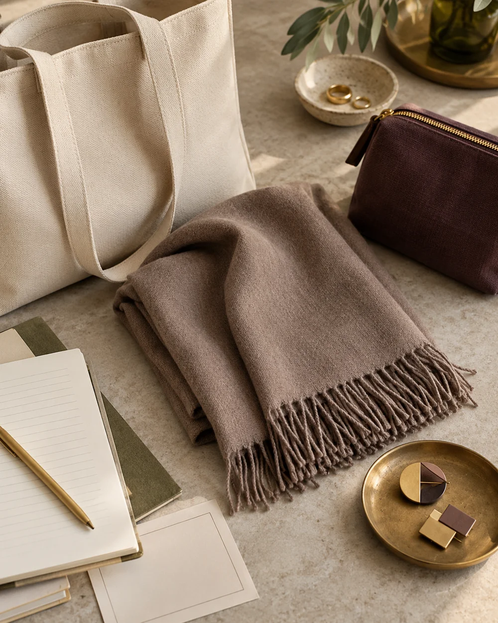 Compare One Scarf With Two Bag Shapes — AI-generated editorial concept