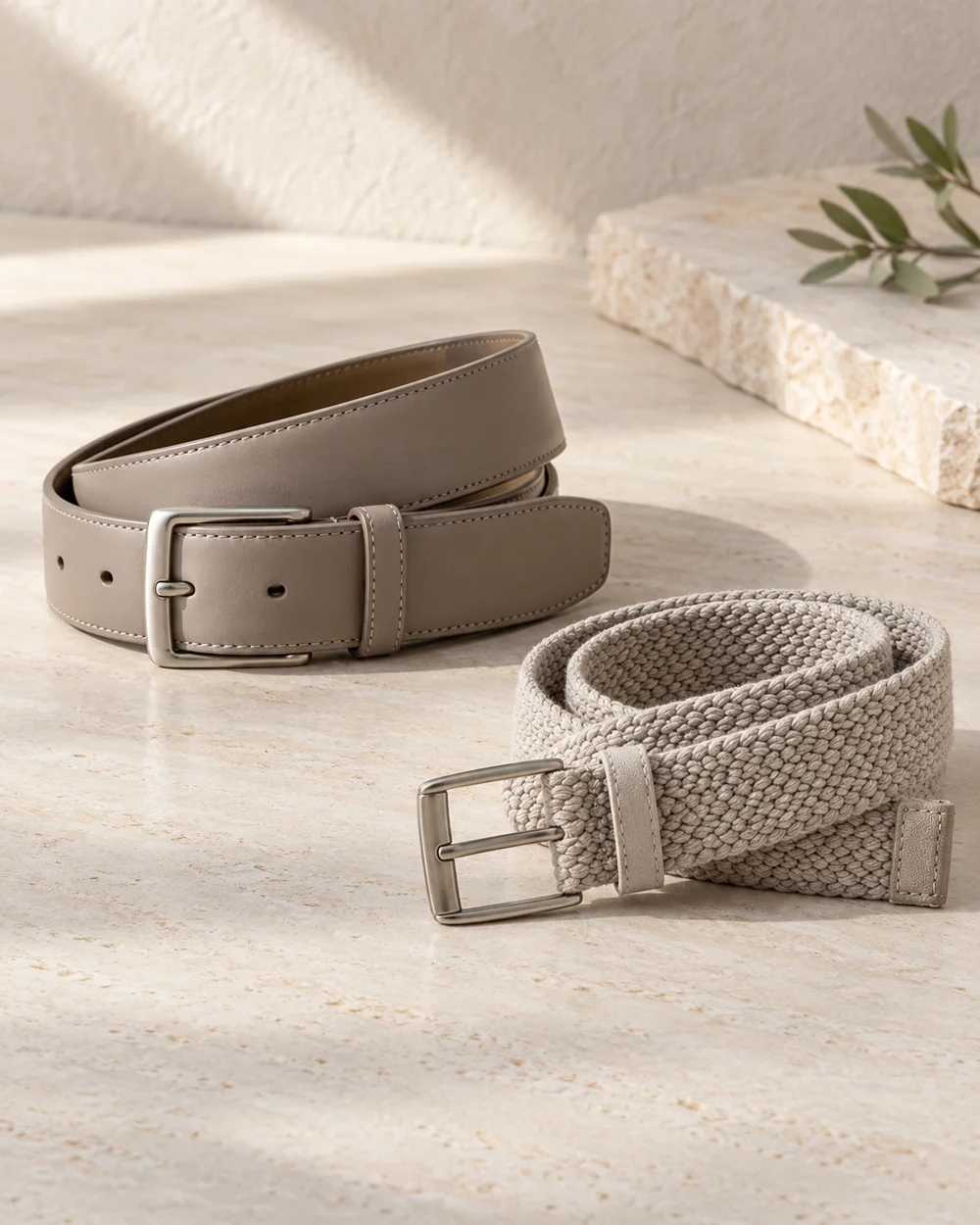 Compare Smooth and Woven Belt Surfaces — AI-generated editorial concept