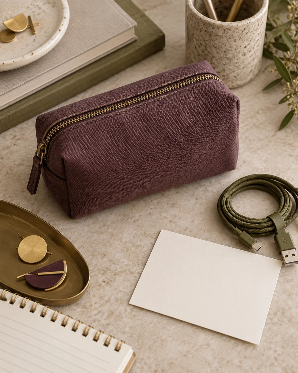 Create a Cable Pouch Contents Card — AI-generated editorial concept