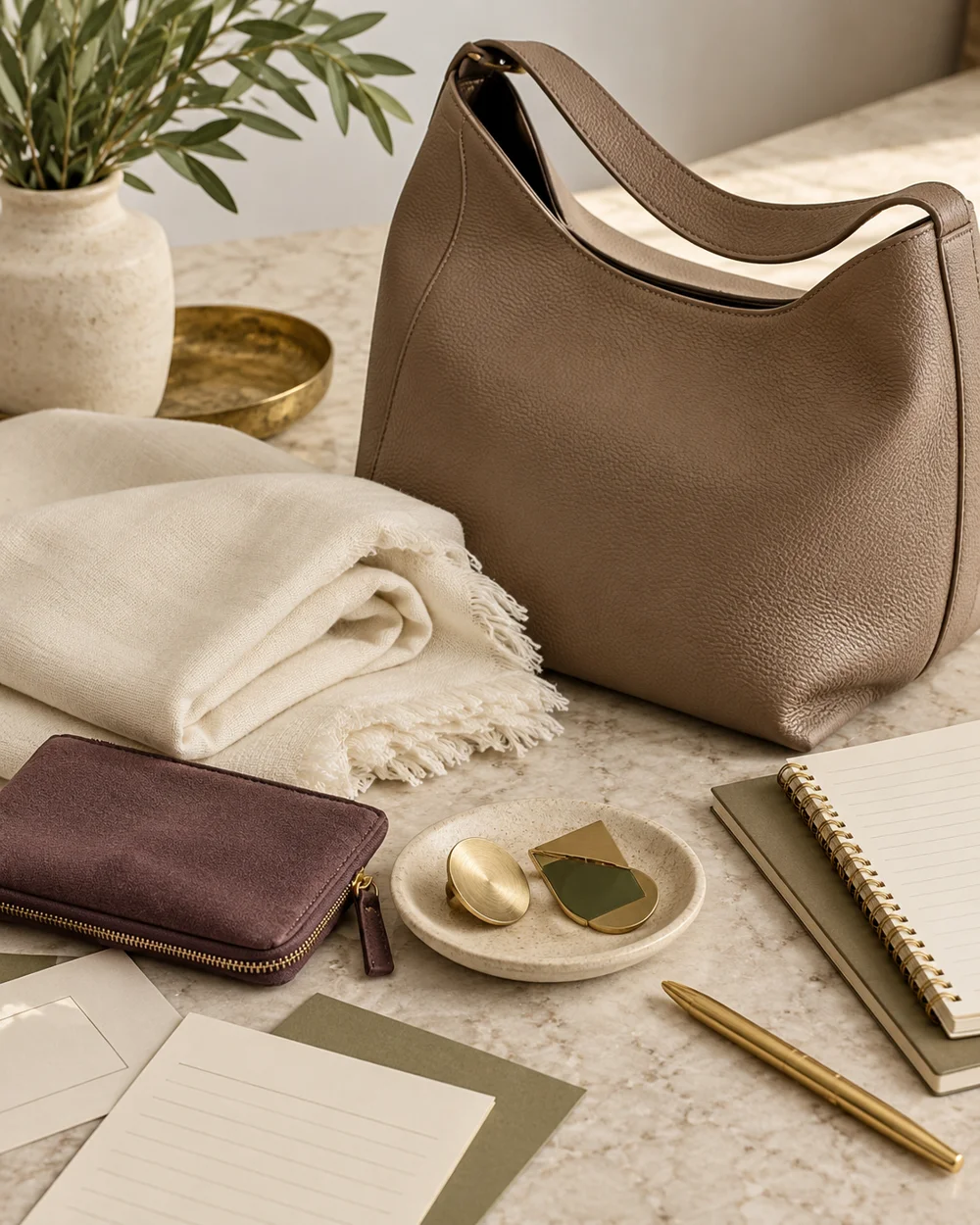 Create a Taupe Bag Flat Lay — AI-generated editorial concept