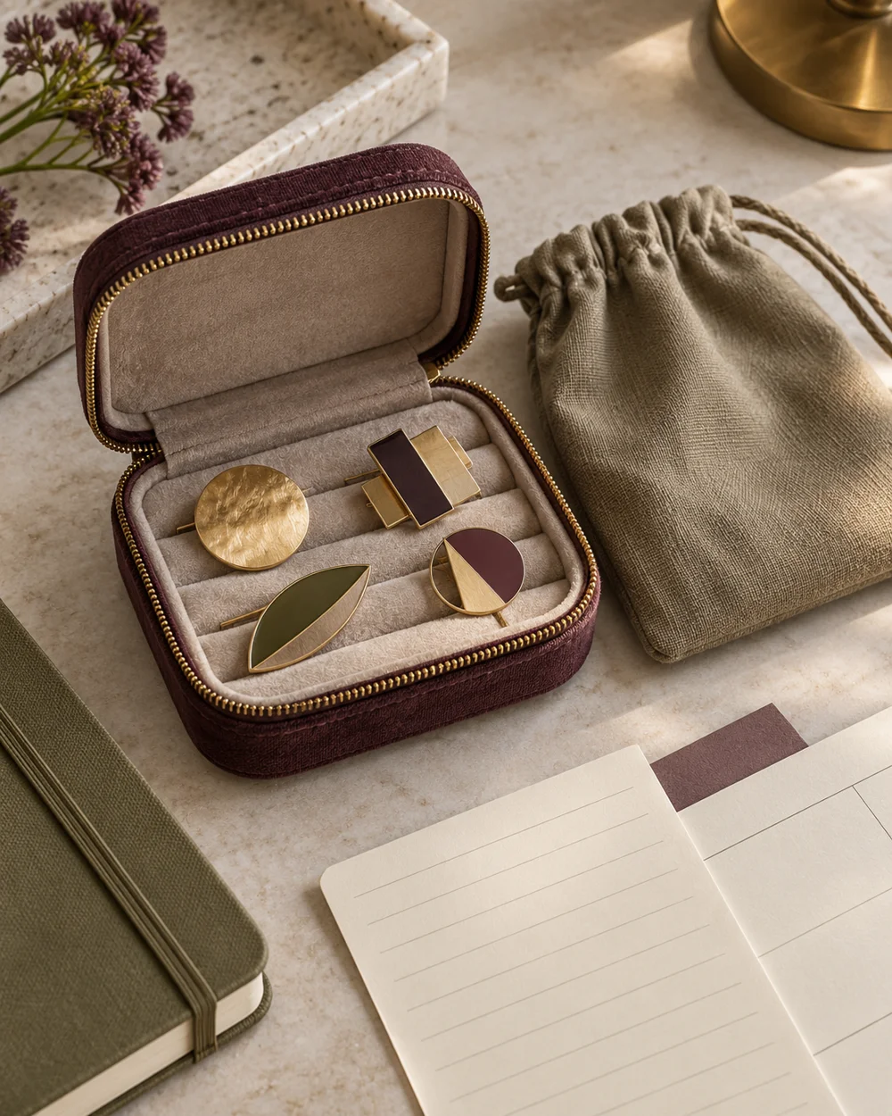 Keep Brooches in a Separate Rigid Case — AI-generated editorial concept