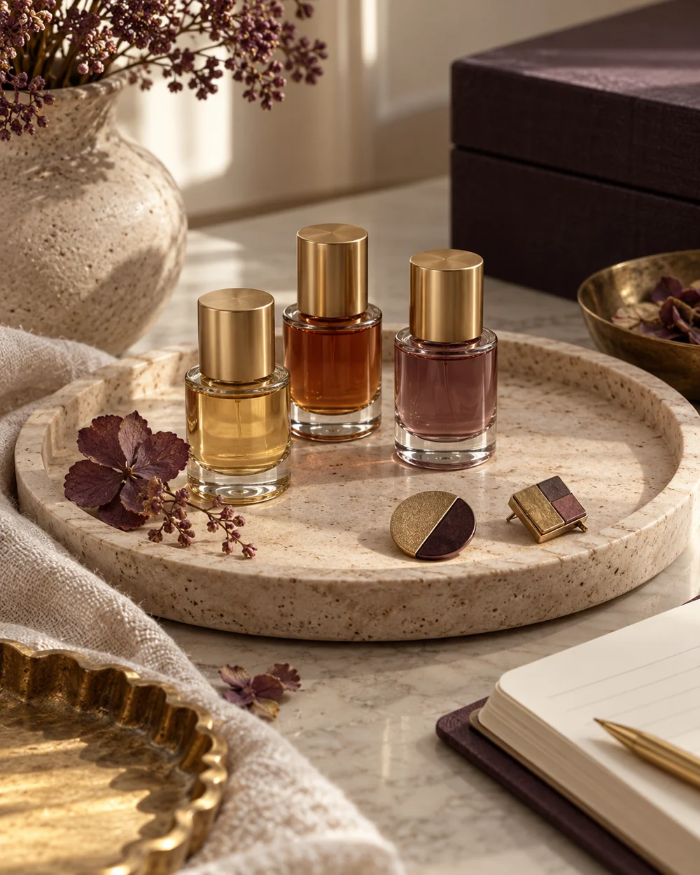 Keep Fragrance Bottles Upright in a Stable Tray — AI-generated editorial concept