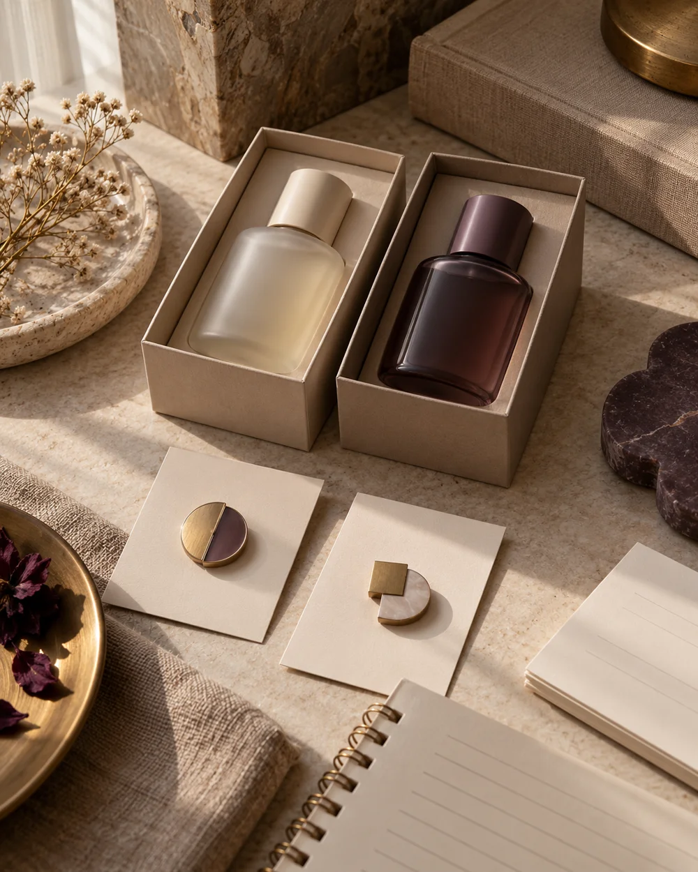 Keep Original Fragrance Containers and Their Information Together — AI-generated editorial concept