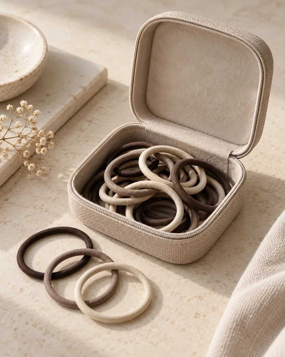 Keep Spare Hair Ties in a Separate Small Case — AI-generated editorial concept