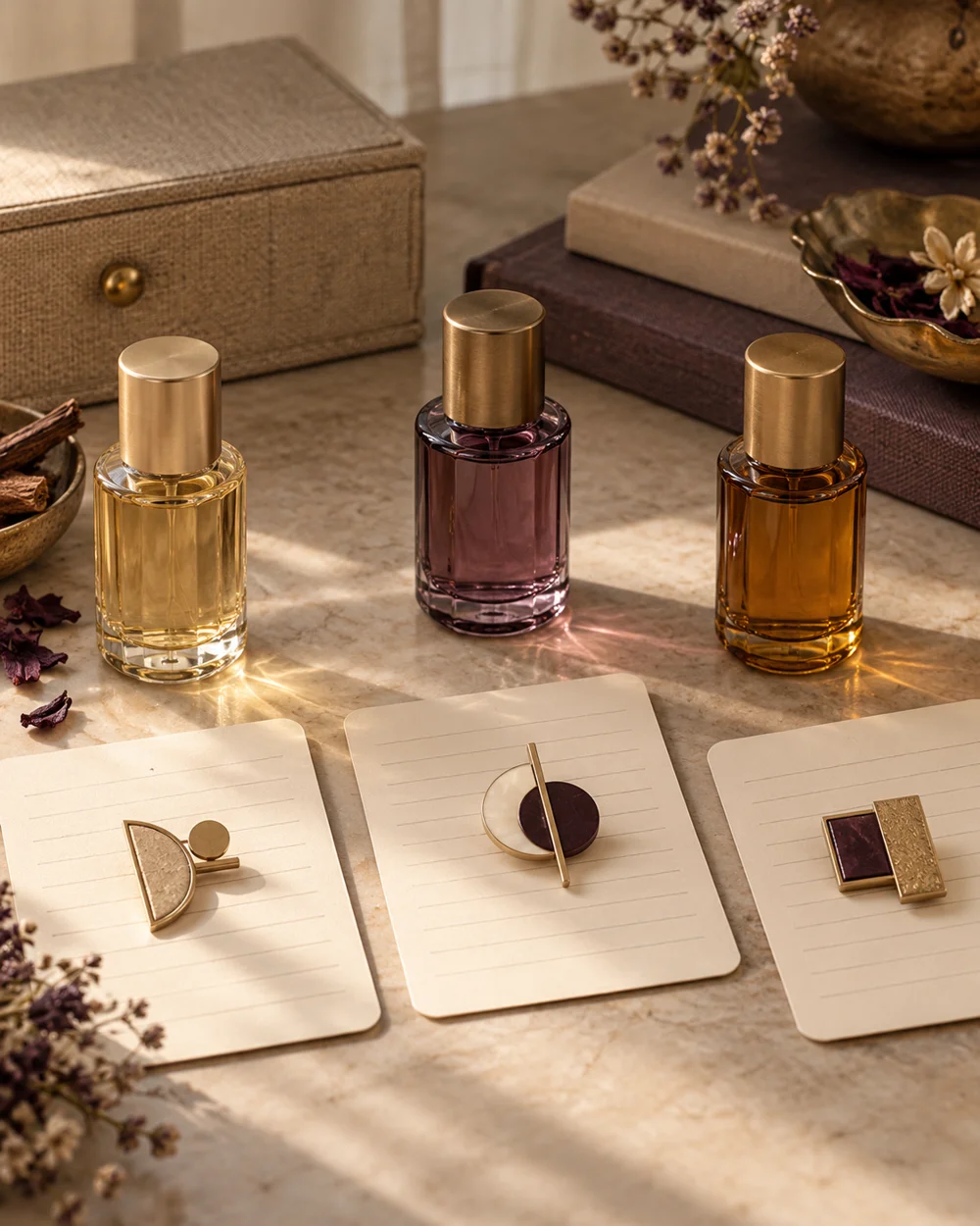 Make a Plain Scent Reference Card for Each Product — AI-generated editorial concept