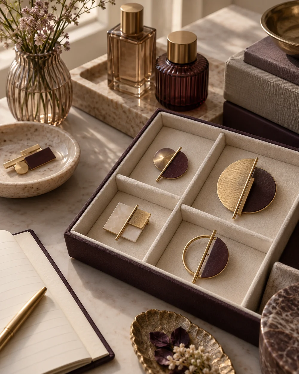 Sort Brooches by Size for Easier Storage — AI-generated editorial concept
