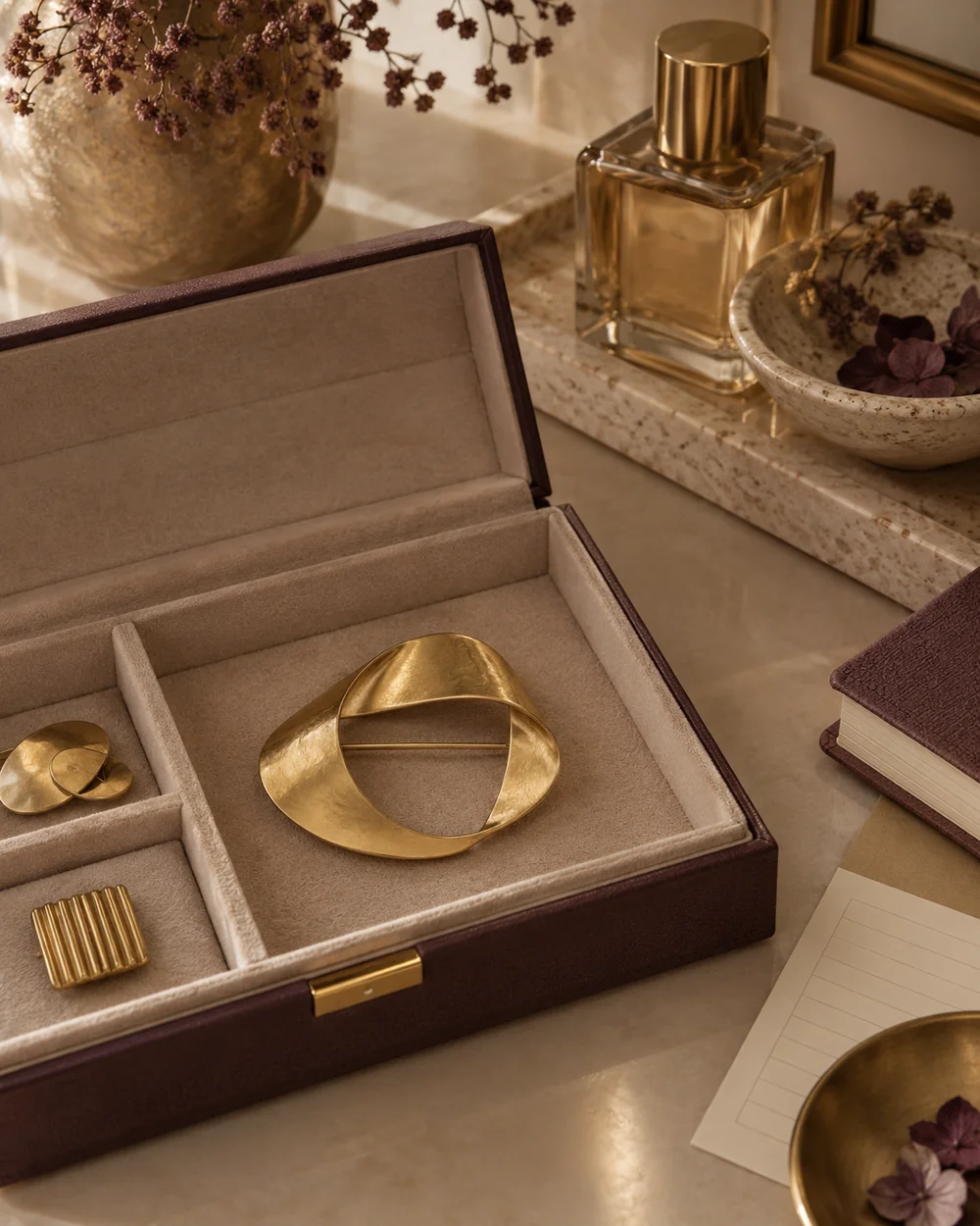 Store a Heavy Brooch With Its Whole Shape Supported — AI-generated editorial concept