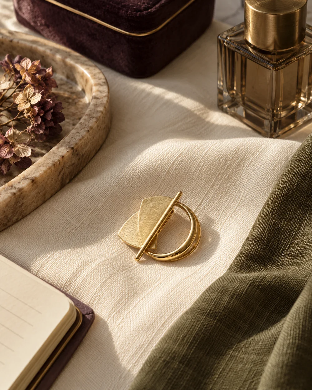 Use a Narrow Accent Color Beside a Brooch — AI-generated editorial concept