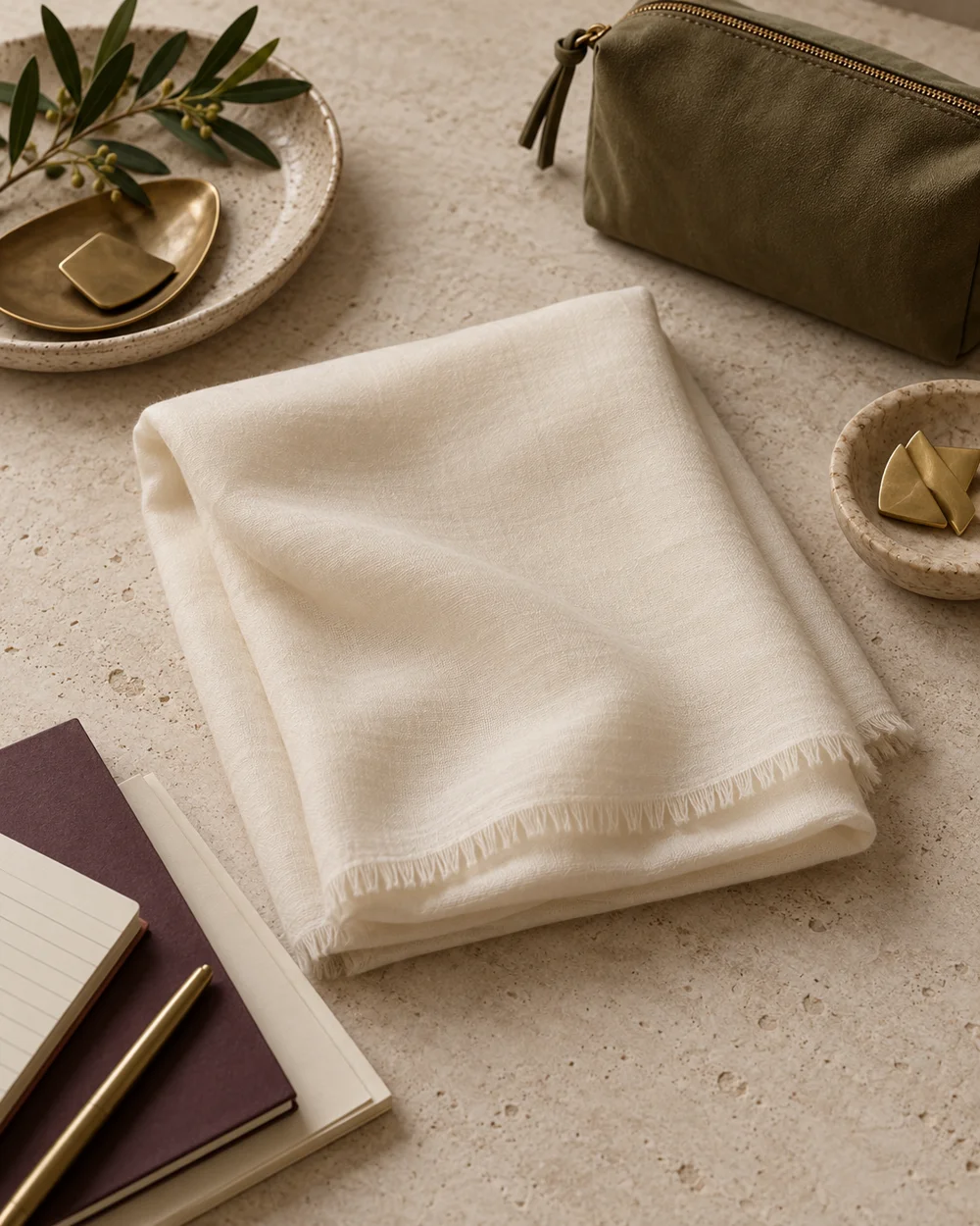 Use Negative Space Around a Folded Scarf — AI-generated editorial concept
